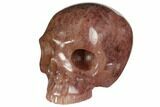 Realistic, Carved Strawberry Quartz Crystal Skull #150998-1